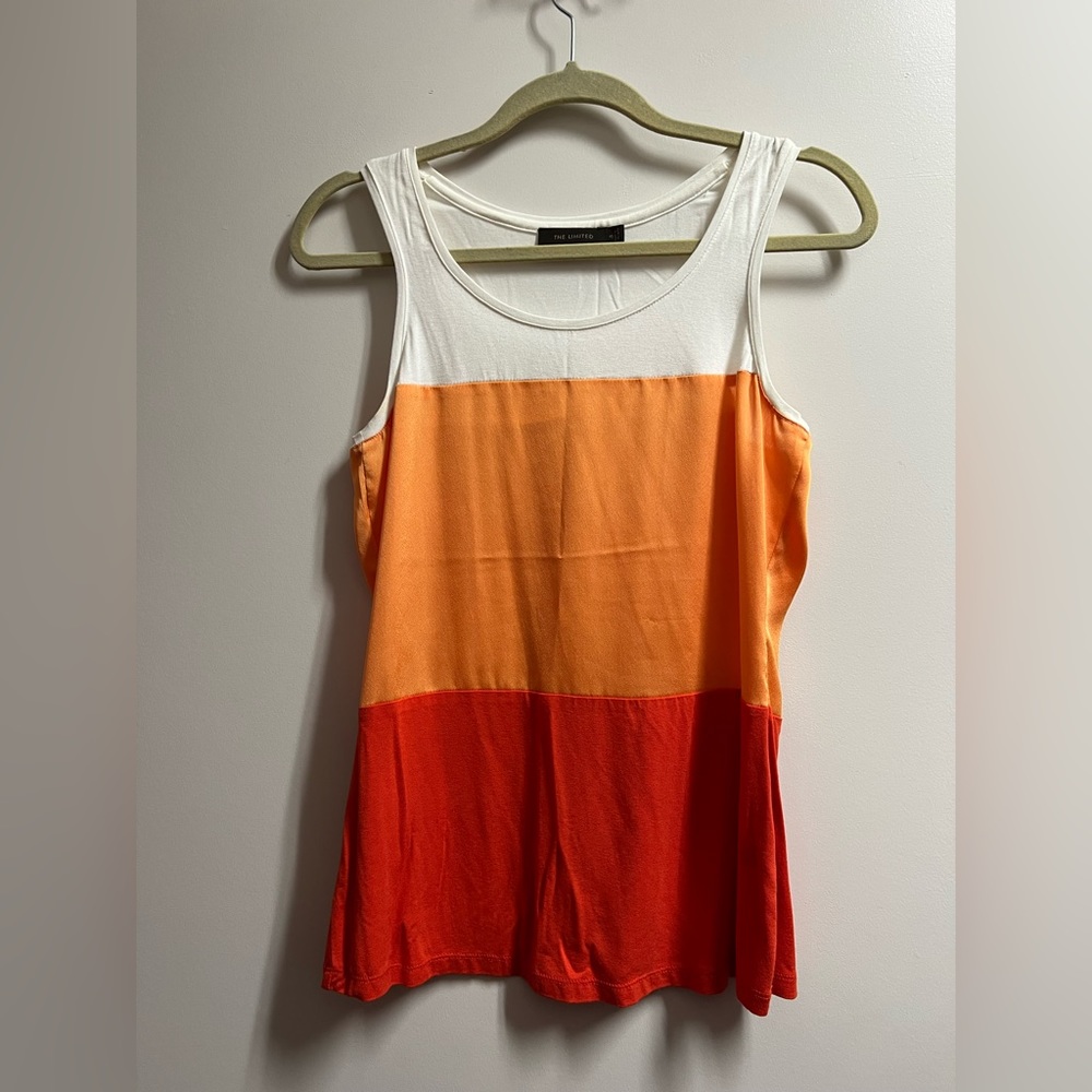The Limited Orange and White Color Blocked Tank Top Size XS